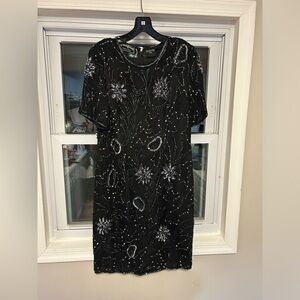 Vintage Robert Anthony 100% Silk Beaded 1980s Mini Cocktail Dress Size 12P